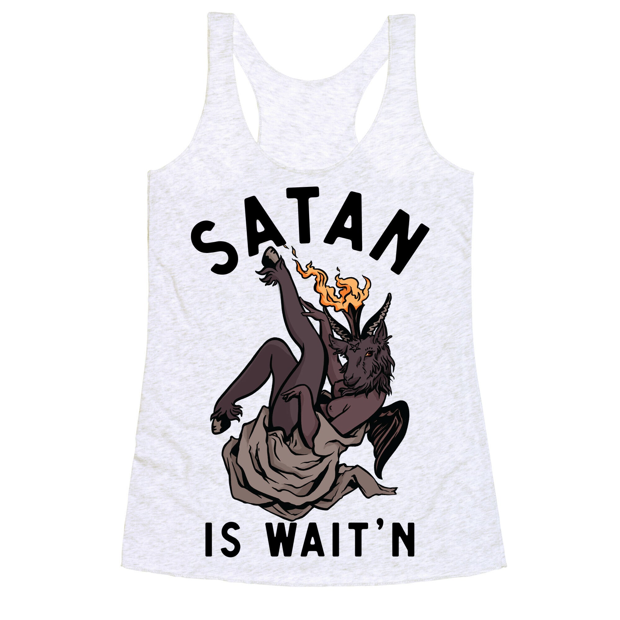 Satan Is Wait'n Racerback Tank